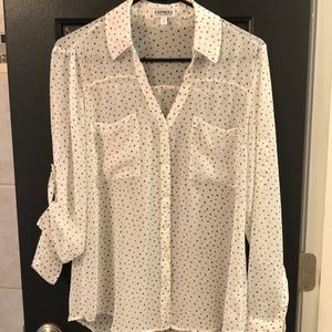 Express Portofino Shirt Sheer White - Black Stars